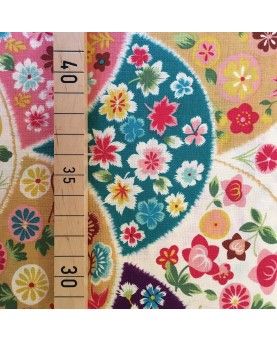 Kokka stof - Buer og blomster - turkis