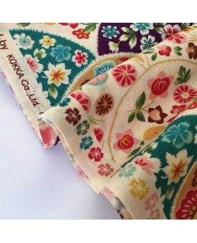 Kokka stof - Buer og blomster - turkis