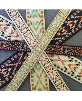 Jacquard blomster blå 15mm  Jacquard blomster blå 15mm