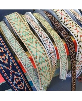 Jacquard blomster blå 15mm 
