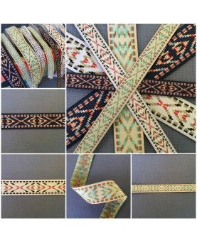 Jacquard blomster blå 15mm 