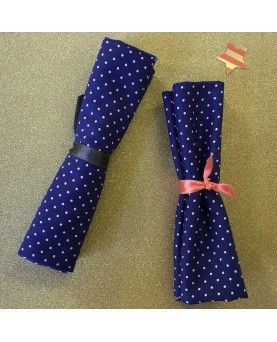 Fat quarter - Petit Dots - Blå og hvid