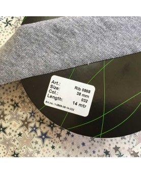 Jersey rib bånd - 38mm grå