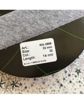 Jersey rib bånd - 32mm grå