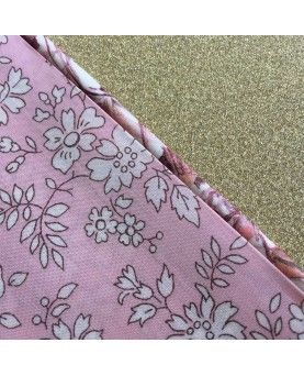 Liberty skråbånd 2 cm - Wildflowers brun og lyserød