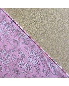 Liberty skråbånd 2 cm - Wildflowers brun og lyserød