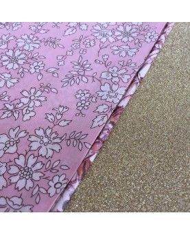 Liberty skråbånd 2 cm - Wildflowers brun og lyserød