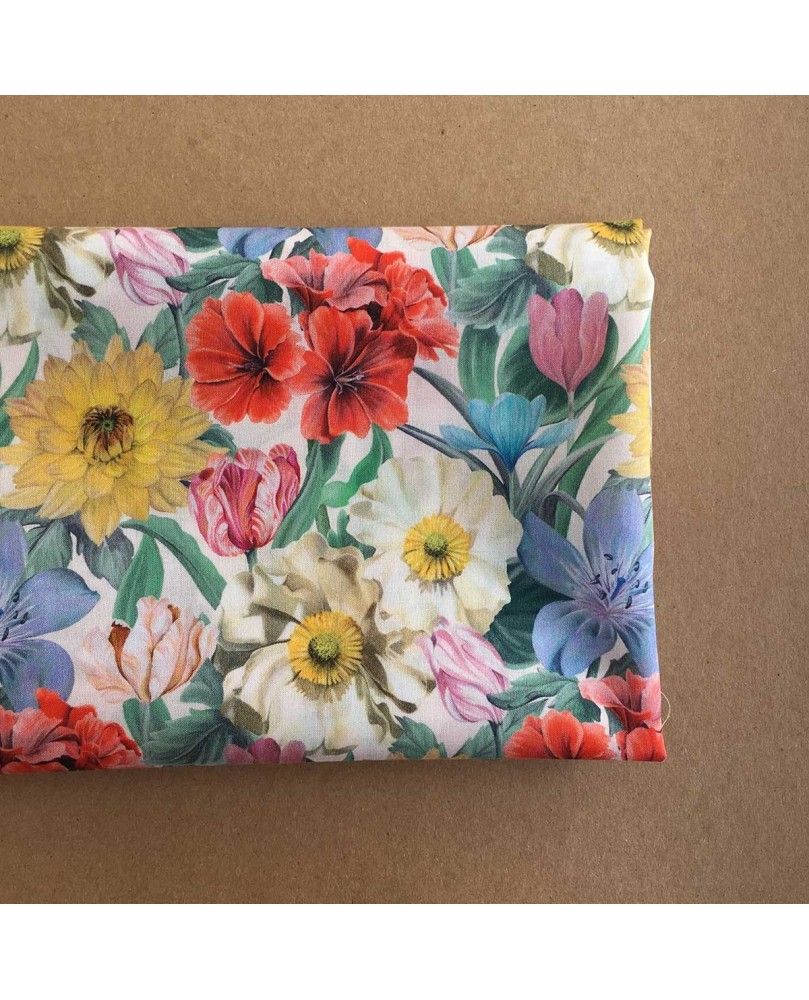 Liberty stofstykke 45x65cm Meadow Melody Small Hvid