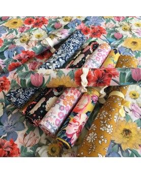 Liberty stofstykke 45x65cm Meadow Melody Small Hvid