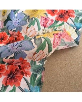 Liberty stofstykke 45x65cm Meadow Melody Small Hvid