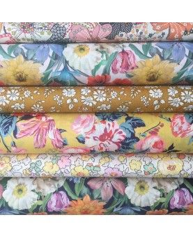 Liberty stofstykke 45x65cm Meadow Melody Small Hvid