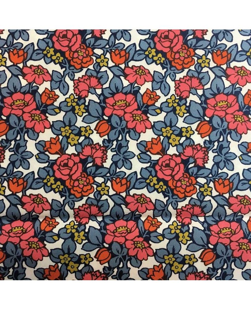 Liberty Poplin Anthology blå & koral