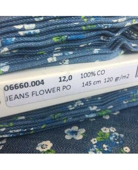 Denim med blomsterprint 