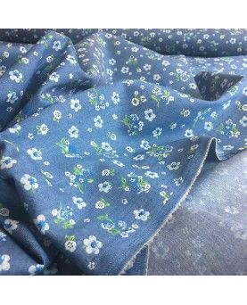 Denim med blomsterprint 