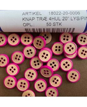 knapper træ - 12,5mm pink