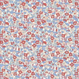 Liberty Quilting Stof fabrics PICCADILLY POPPY 04775941B Blå og rød