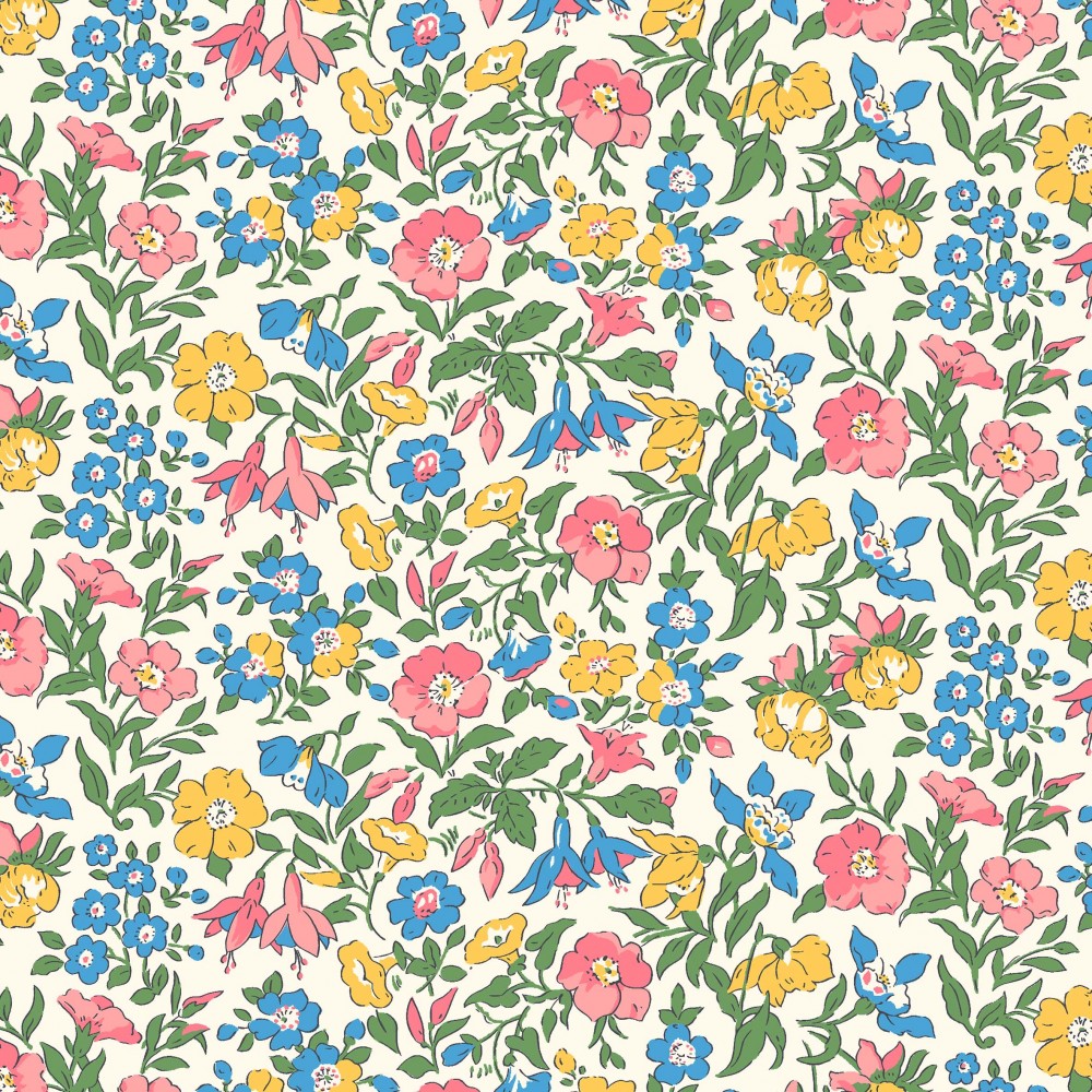 Liberty Quilting Stof fabrics MAMIE 04775724D Blå og gul