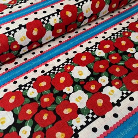 Kokka stof japanese fabrics Blomster og striber