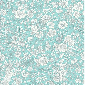 Liberty Quilting Stof med blomster fabrics Emily Belle Bright 01666410A turkis blomstret Mermaid