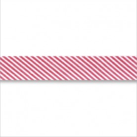 Skråbånd smal stribe i rødt & hvidt bundt med 3 meter