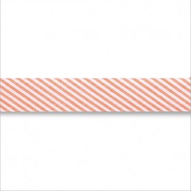 Skråbånd smal stribe i orange & hvidt bomuld en rulle/25m