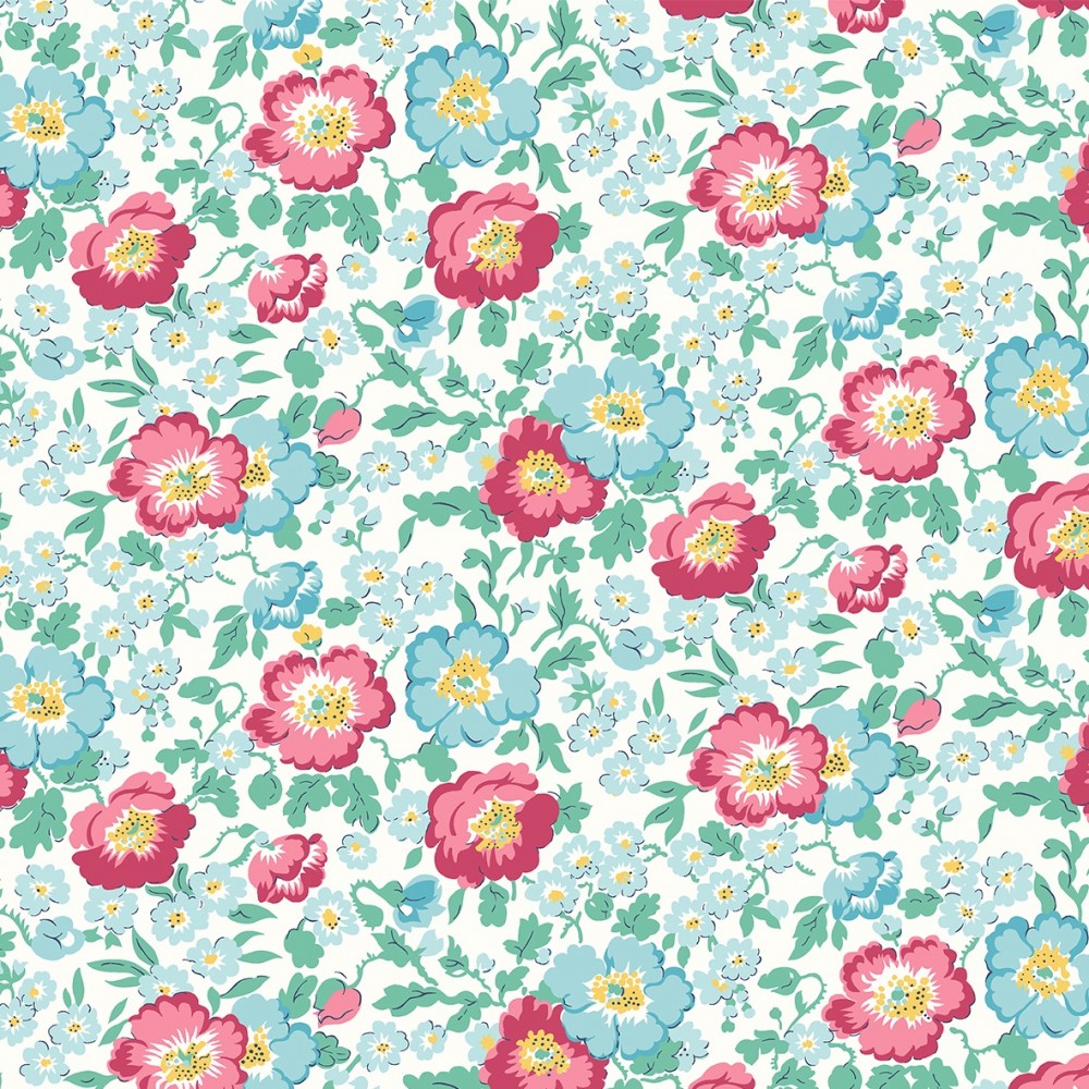 Liberty Quilting fat quarters 45x55cm - COASTAL FLOWERS 01666451B – Turkis