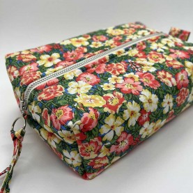 Solgt - Liberty box taske syet i quiltet stof  - PEACH BLOOM 04775626Y