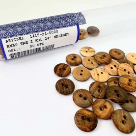 knaprør med knapper træ 15 millimeter meleret