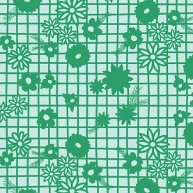 Stof - Fat quarter - Grid and flowers metervarer