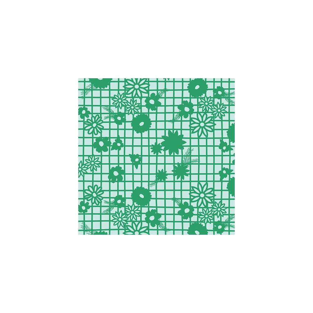 Stof - Fat quarter - Grid and flowers metervarer