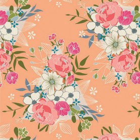 Stof - Fat quarter blomster og trekanter metervarer