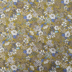 Kobayashi Japansk stof - Poplin bomuld metervarer syning produktfoto stoffet er med blomster print og sælges i metermål