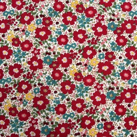 Kobayashi Japansk stof - Poplin bomuld metervarer syning produktfoto stoffet er med blomster print og sælges i metermål
