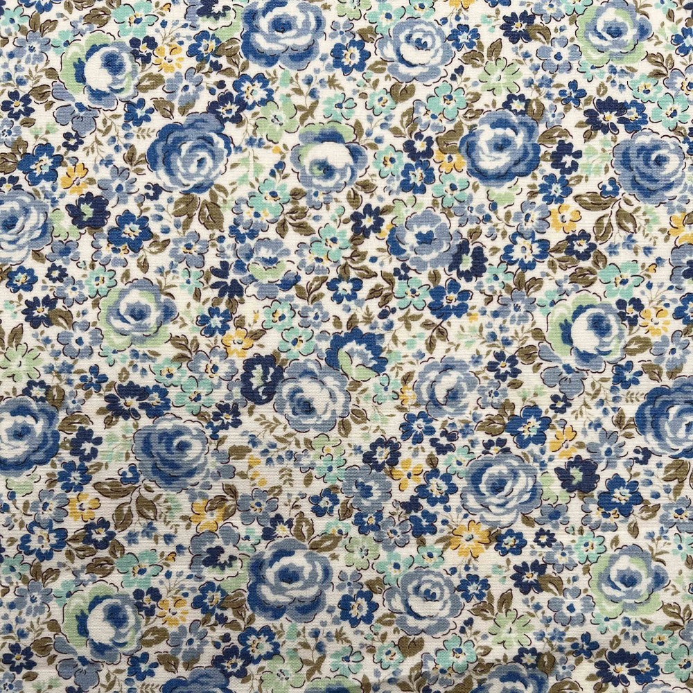 Kobayashi Japansk stof - Poplin bomuld metervarer syning produktfoto stoffet er med blomster print og sælges i metermål