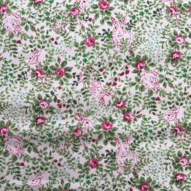 Kobayashi Japansk stof - Poplin bomuld metervarer syning produktfoto stoffet er med blomster print og sælges i metermål