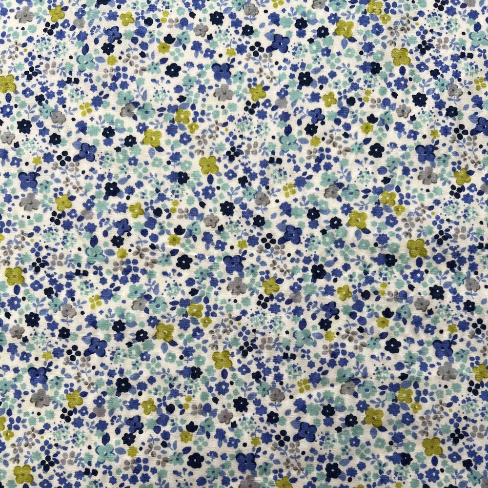 Kobayashi Japansk stof - Poplin bomuld metervarer syning produktfoto stoffet er med blomster print og sælges i metermål