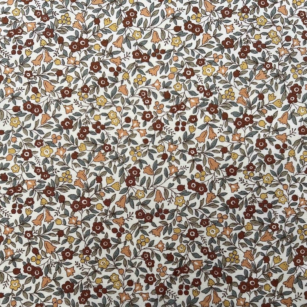 Kobayashi Japansk stof - Poplin bomuld metervarer syning produktfoto stoffet er med blomster print og sælges i metermål