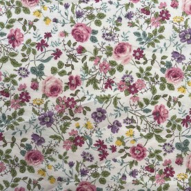 Kobayashi Japansk stof - Poplin bomuld metervarer syning produktfoto stoffet er med blomster print og sælges i metermål