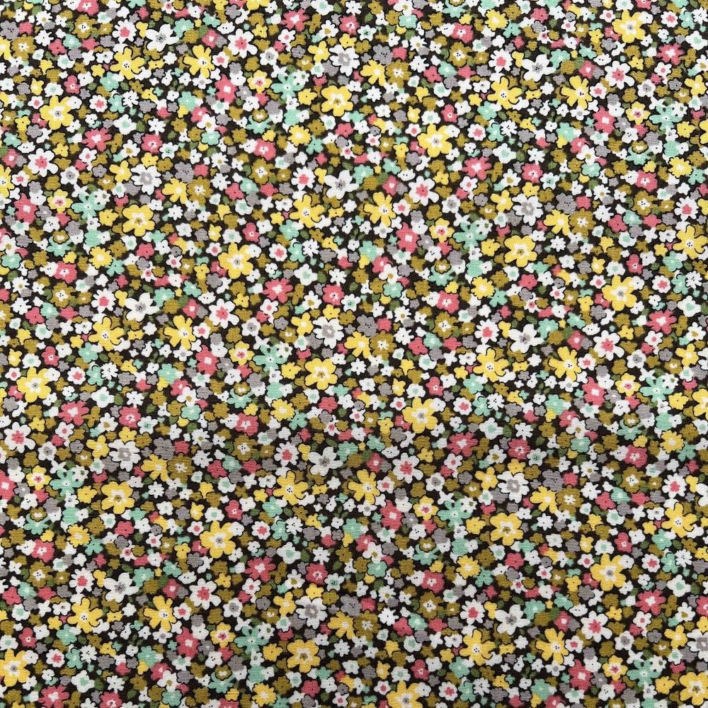 Kobayashi Japansk stof - Poplin bomuld metervarer syning produktfoto stoffet er med blomster print og sælges i metermål