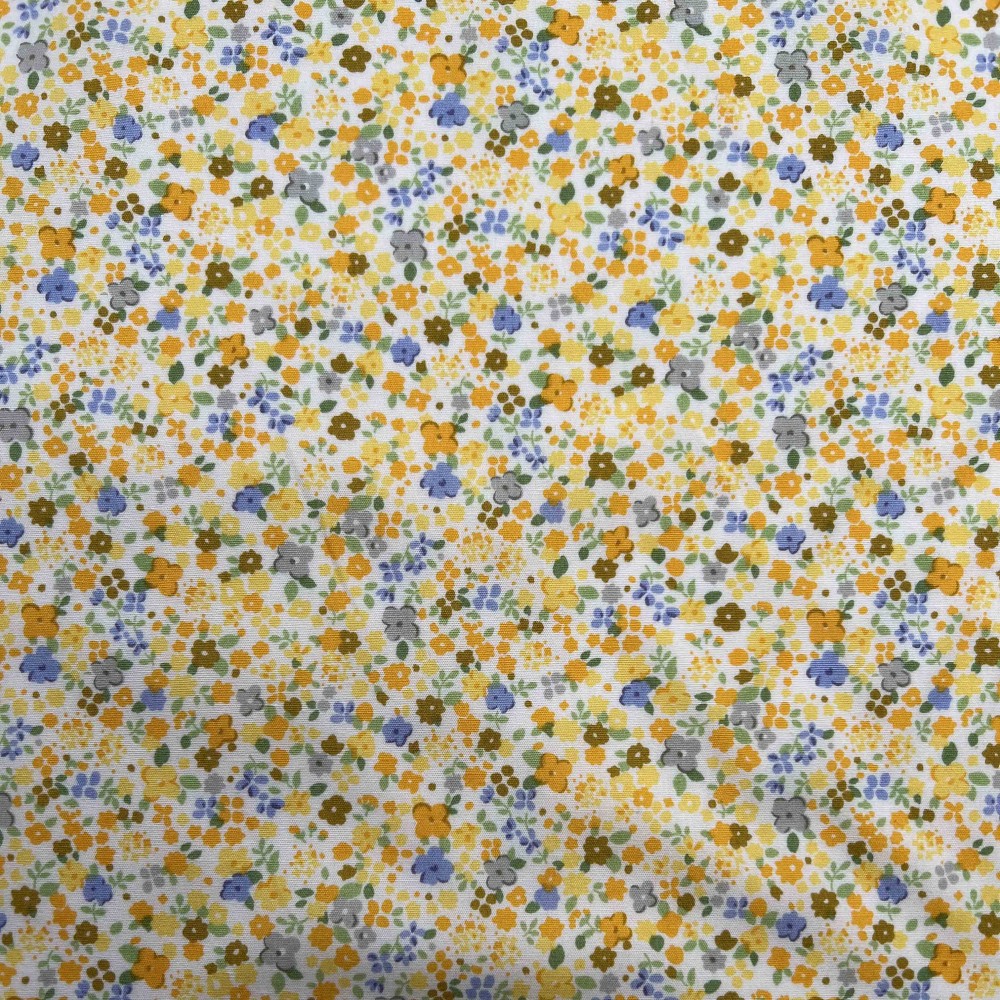 Kobayashi Japansk stof - Poplin bomuld metervarer syning produktfoto stoffet er med blomster print og sælges i metermål