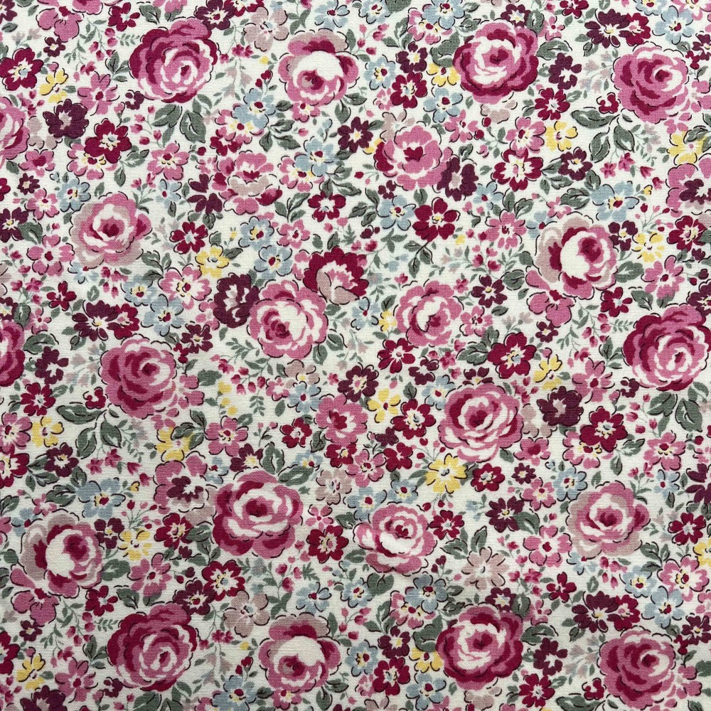 Kobayashi Japansk stof - Poplin bomuld metervarer syning produktfoto stoffet er med blomster print og sælges i metermål