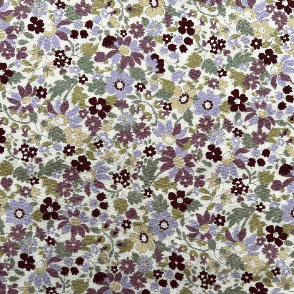 Kobayashi Japansk stof - Poplin bomuld metervarer syning produktfoto stoffet er med blomster print og sælges i metermål