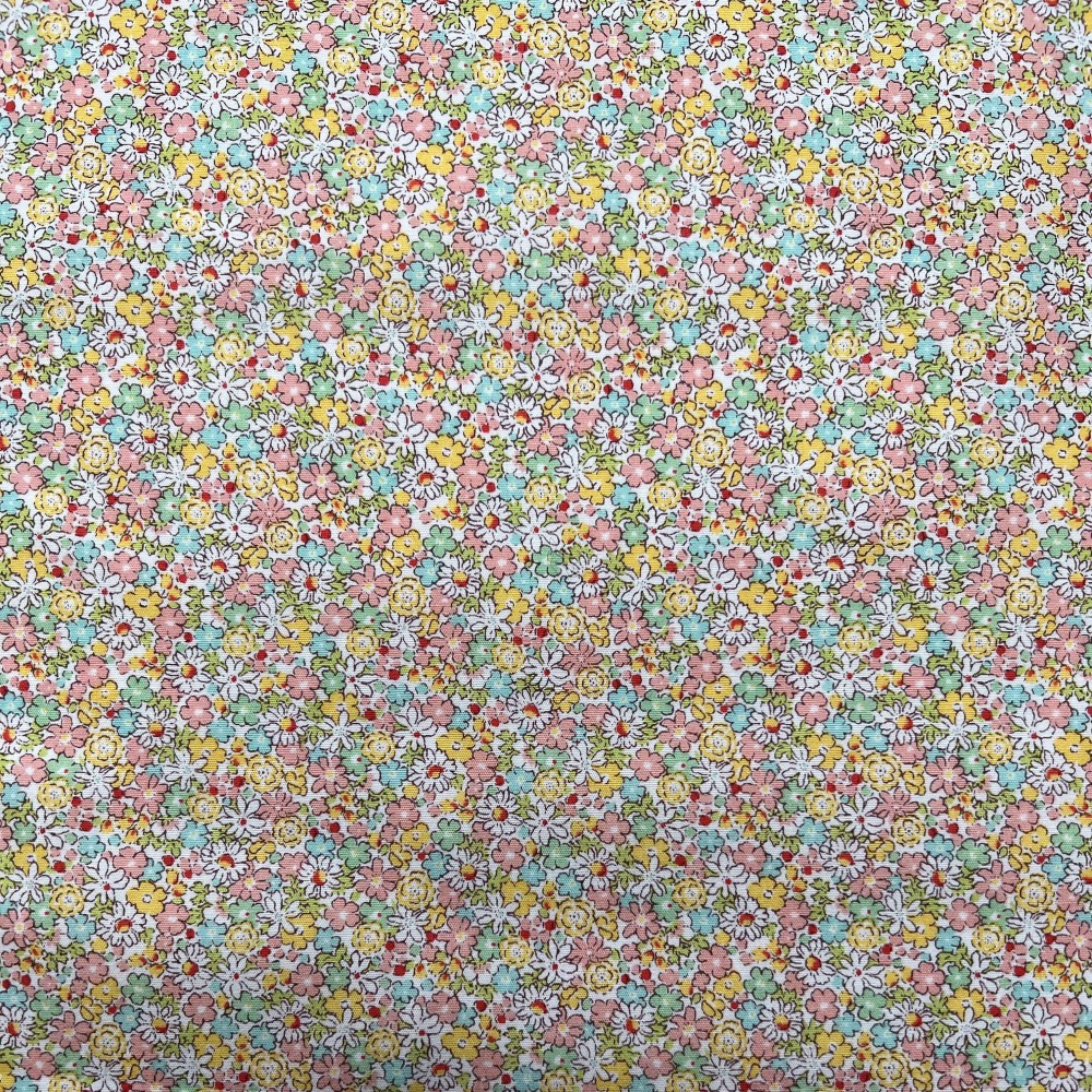 Kobayashi Japansk stof - Poplin bomuld metervarer syning produktfoto stoffet er med blomster print og sælges i metermål