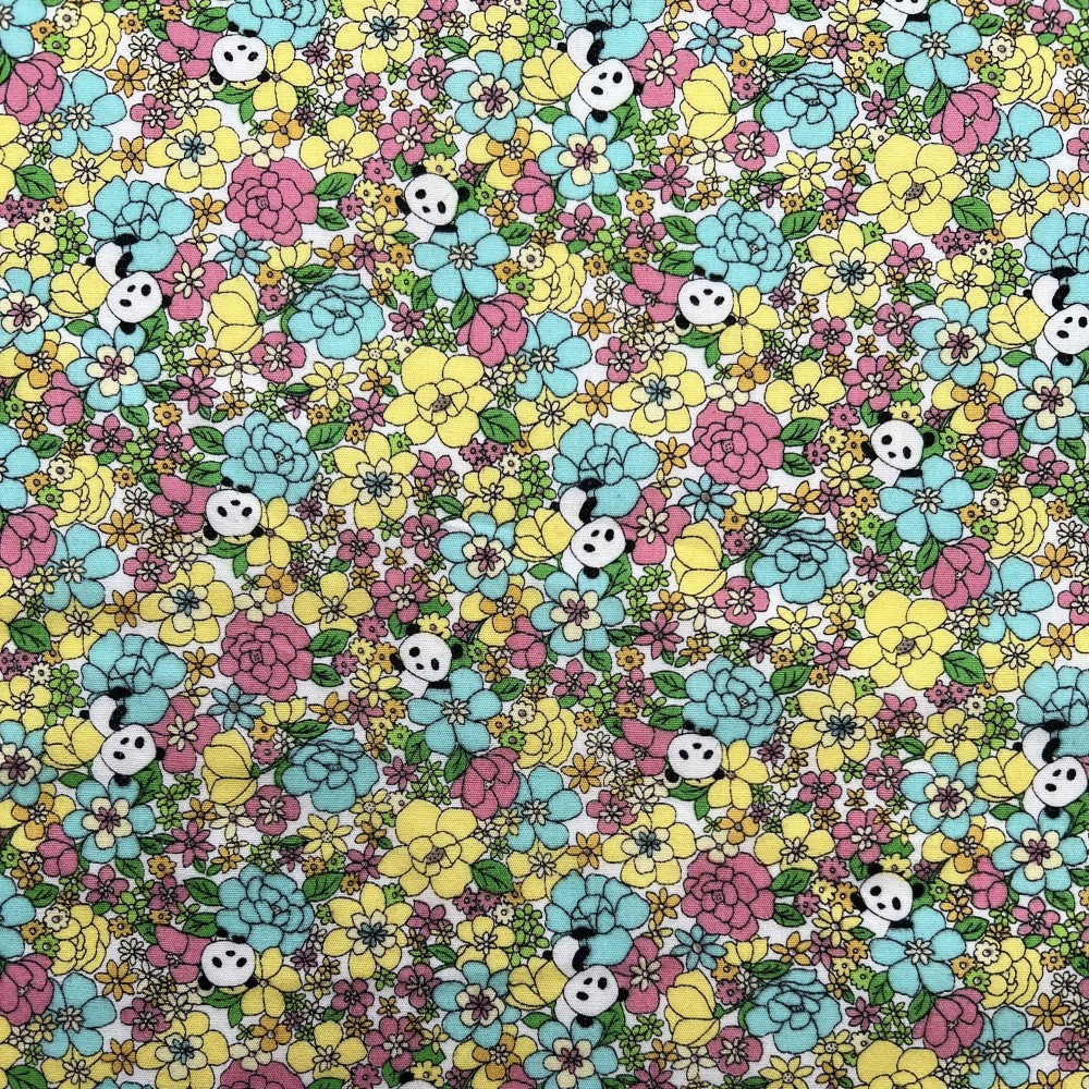 Kobayashi Japansk stof - Poplin bomuld metervarer syning produktfoto stoffet er med blomster print og sælges i metermål