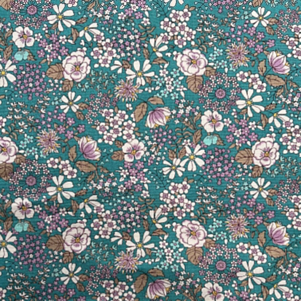 Kobayashi Japansk stof - Poplin bomuld metervarer syning produktfoto stoffet er med blomster print og sælges i metermål