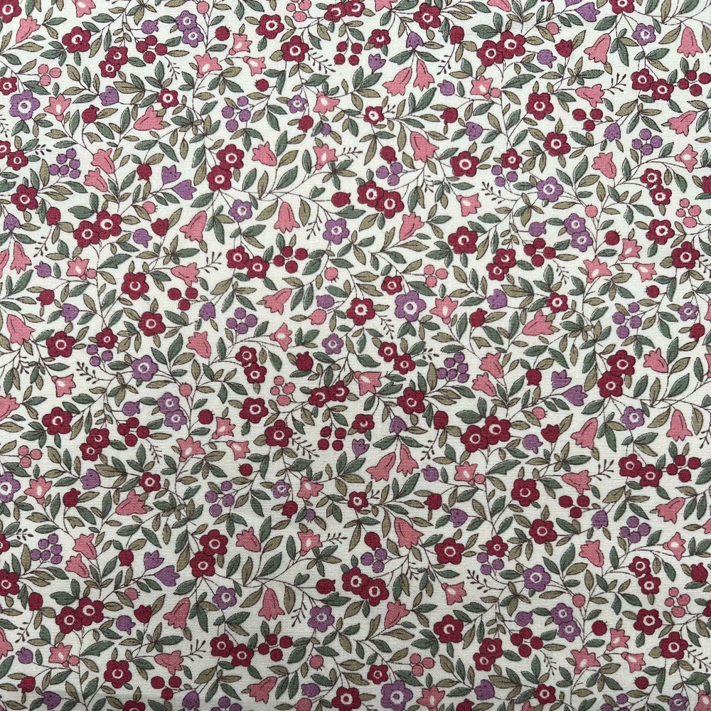Kobayashi Japansk stof - Poplin bomuld metervarer syning produktfoto stoffet er med blomster print og sælges i metermål