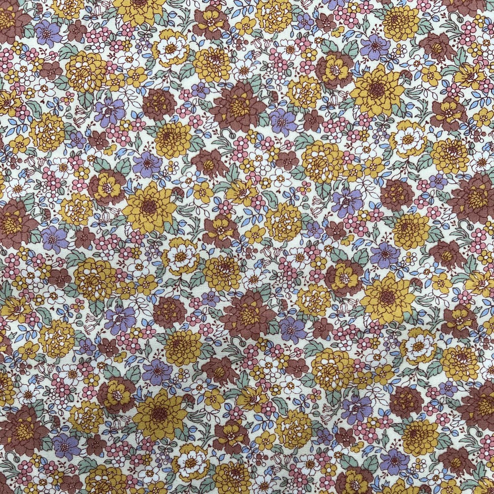 Kobayashi Japansk stof - Poplin bomuld metervarer syning produktfoto stoffet er med blomster print og sælges i metermål