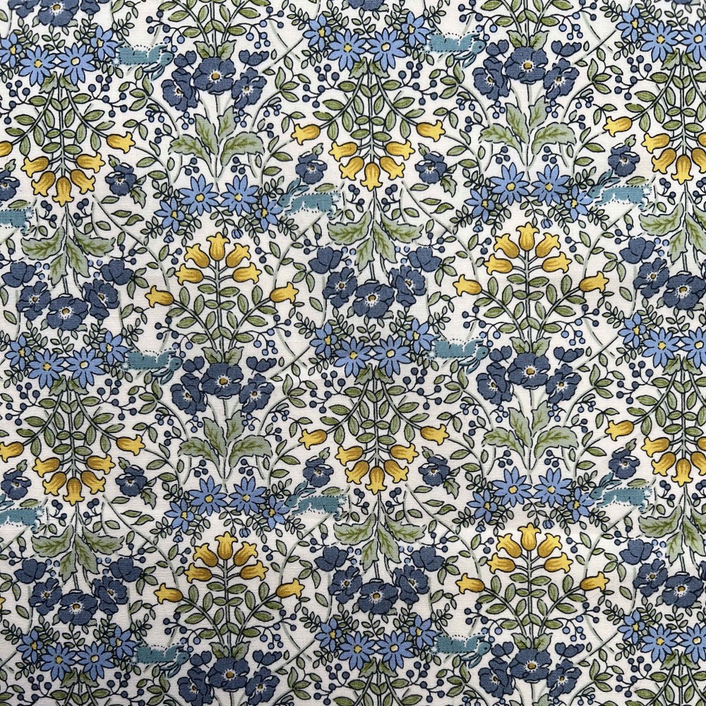 Kobayashi Japansk stof - Poplin bomuld metervarer syning produktfoto stoffet er med blomster print og sælges i metermål