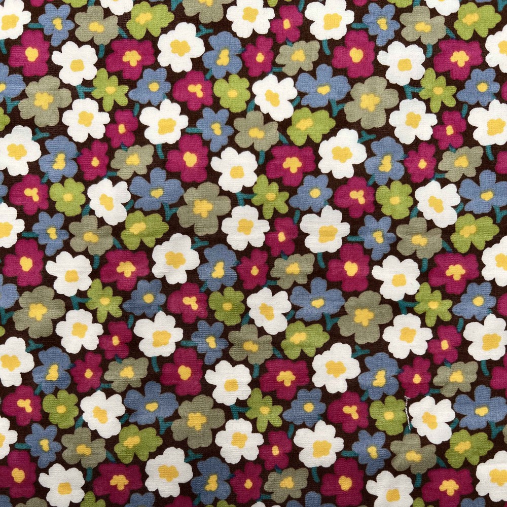 Kobayashi Japansk stof - Poplin bomuld metervarer syning produktfoto stoffet er med blomster print og sælges i metermål