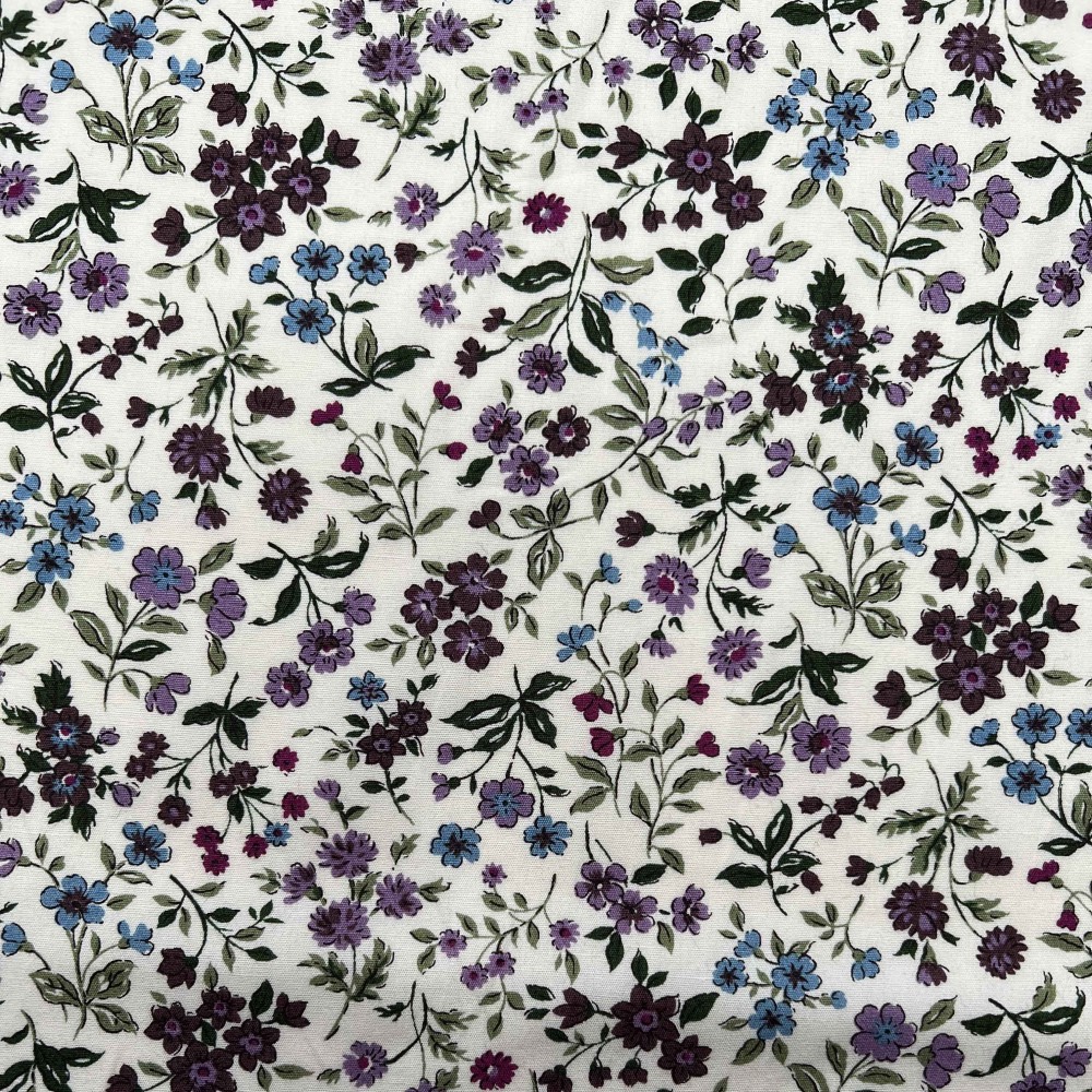 Kobayashi Japansk stof - Poplin bomuld metervarer syning produktfoto stoffet er med blomster print og sælges i metermål